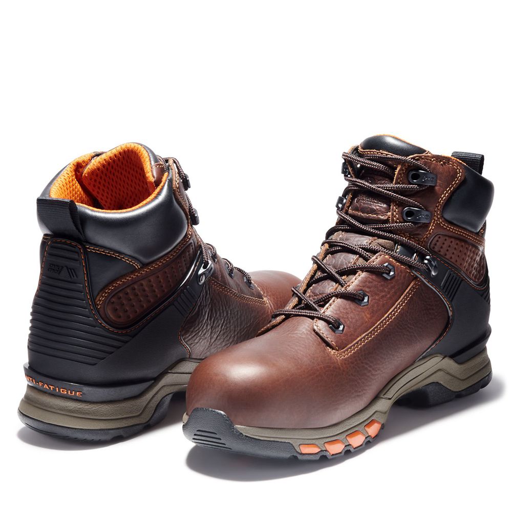 Timberland Mens Work Boots PRO® Hypercharge 6\" Comp Toe - Brown/Black - India TJ7314596